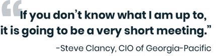 "If you don't know what I am up to, it is going to be a very short meeting." - Steve Clancy, CIO of Georgia-Pacific